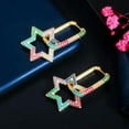 thumbnail image 2 of Multicolor Rainbow CZ Dangle Drop Rectangle Boho Hoop Earrings for Brides Women, 2 of 9