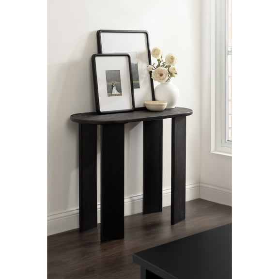 Kate and Laurel Yesenia Modern Capsule Mango Wood Console Table, 36 x 14 x 29, Black, Transitional Decorative Entryway Table with Textured Tabletop Design for Entry Decor Option