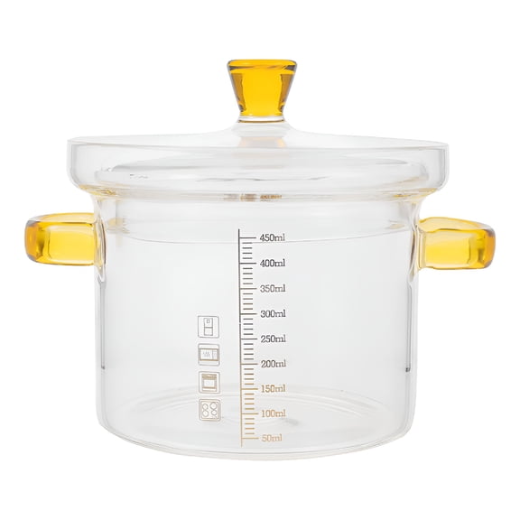 ACDANC Glass Cooking Pot With Lid Saucepan Stovetop Pot Kitchen Glass Cookware 450ml