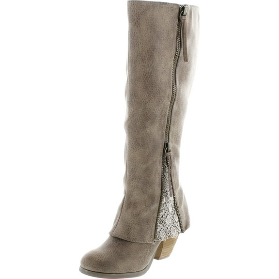 Not Rated Womens Sassy Classy Lace Detail Stacked Heel Knee-High Boots