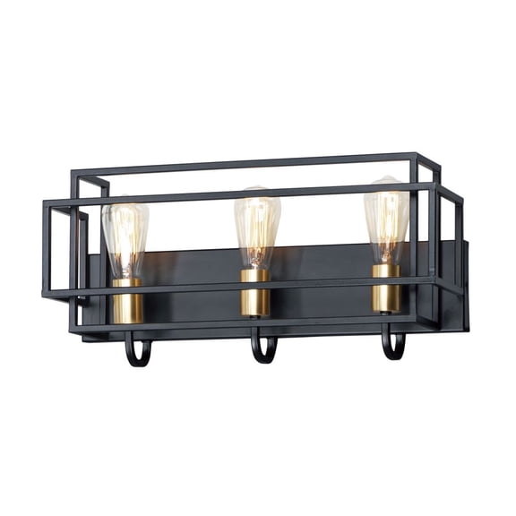10243BKSBR Maxim Lighting Liner-Bathroom Wall Light-Geometric Design in Matte Black with Satin Brass Accents-Black/Satin Brass Finish-3 Bulb Count