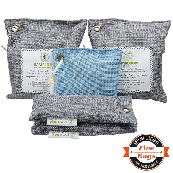 Bamboo Charcoal Bags Odor Absorber - Air Purifying for Closet Fridge Car Home, 200GX2, 75GX1, 50GX2