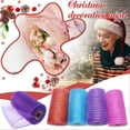 thumbnail image 3 of Christmas Mesh Ribbon Deco -Red, Blue, Purple,Border Striped Deco Mesh Wire Ribbon Metallic Foil Rolls for DIY Christmas Wreaths Decorations Wrapping Craft, 1 Rolls(6 inch Wide)(Purple), 3 of 3