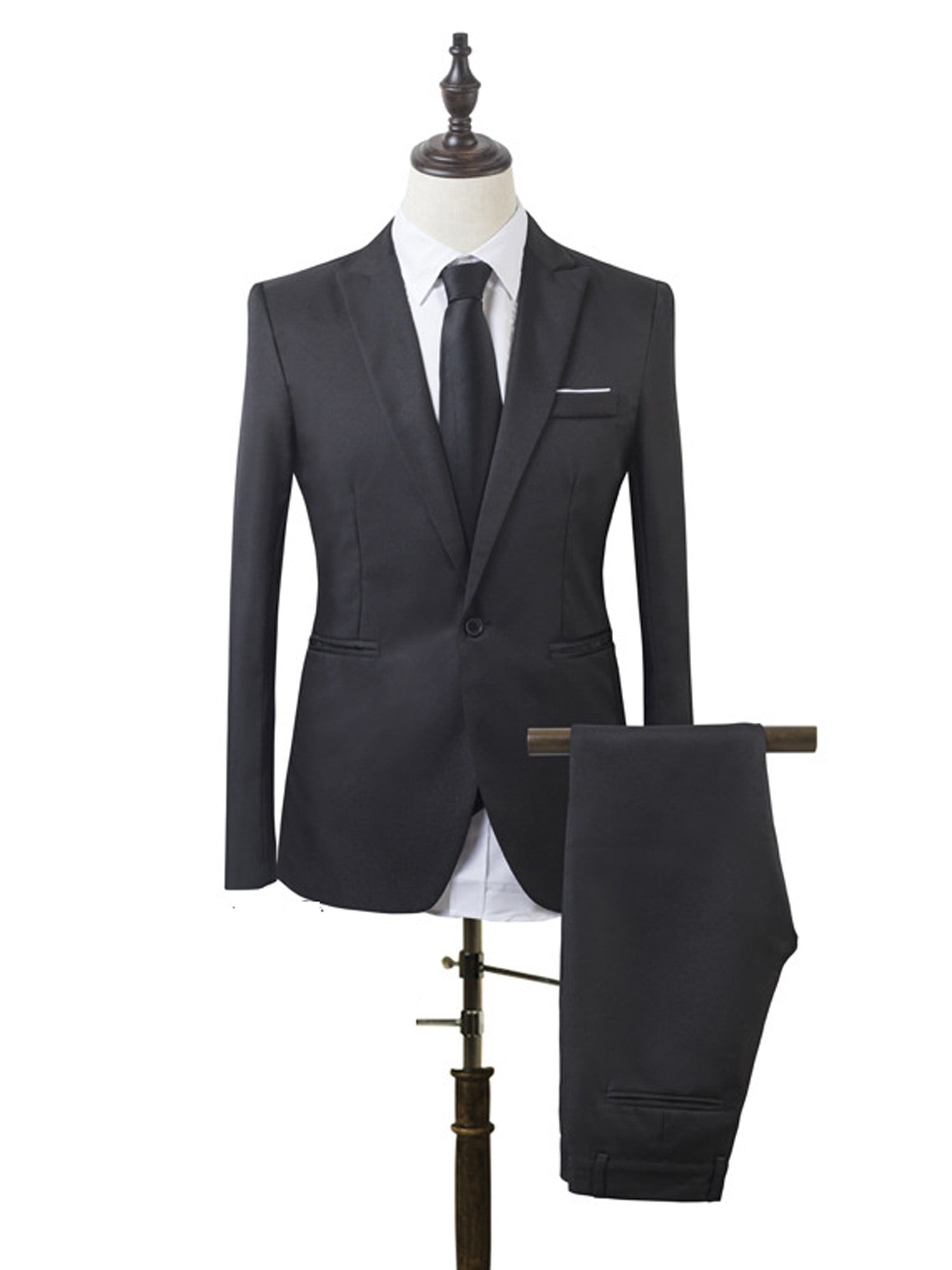 44R Perry Ellis Black Fashion Tuxedo Jacket & Pant Suit for Prom Formal Wedding 