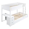 thumbnail image 5 of uhomepro Twin over Twin Bunk Bed with Desk and Trundle, USB Charging Station and 3 Drawers, Solid Wood Bunk Bed Frame for Kids Teens Adults, Maximum Space Design, No Box Spring Required, White, 5 of 10