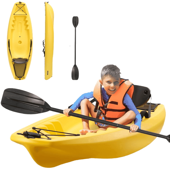 Naipo Kayak with paddle 6.5FT Kayak 4 Level Footrest Sit On Top for Youth Kid to Teen Up to 121lbs