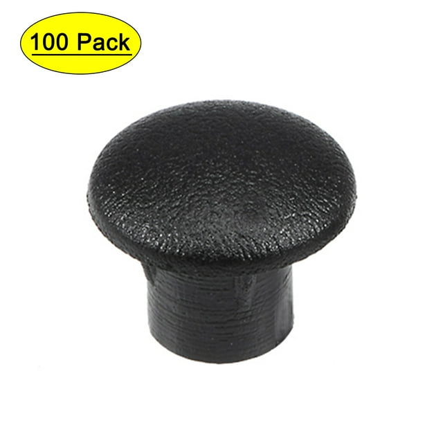 Unique Bargains Screw Cap Cover,100 Pcs 5mm Dia Black Plastic Locking Hole Plug Button Top Flush Type for Cabinet Cupboard Shelf