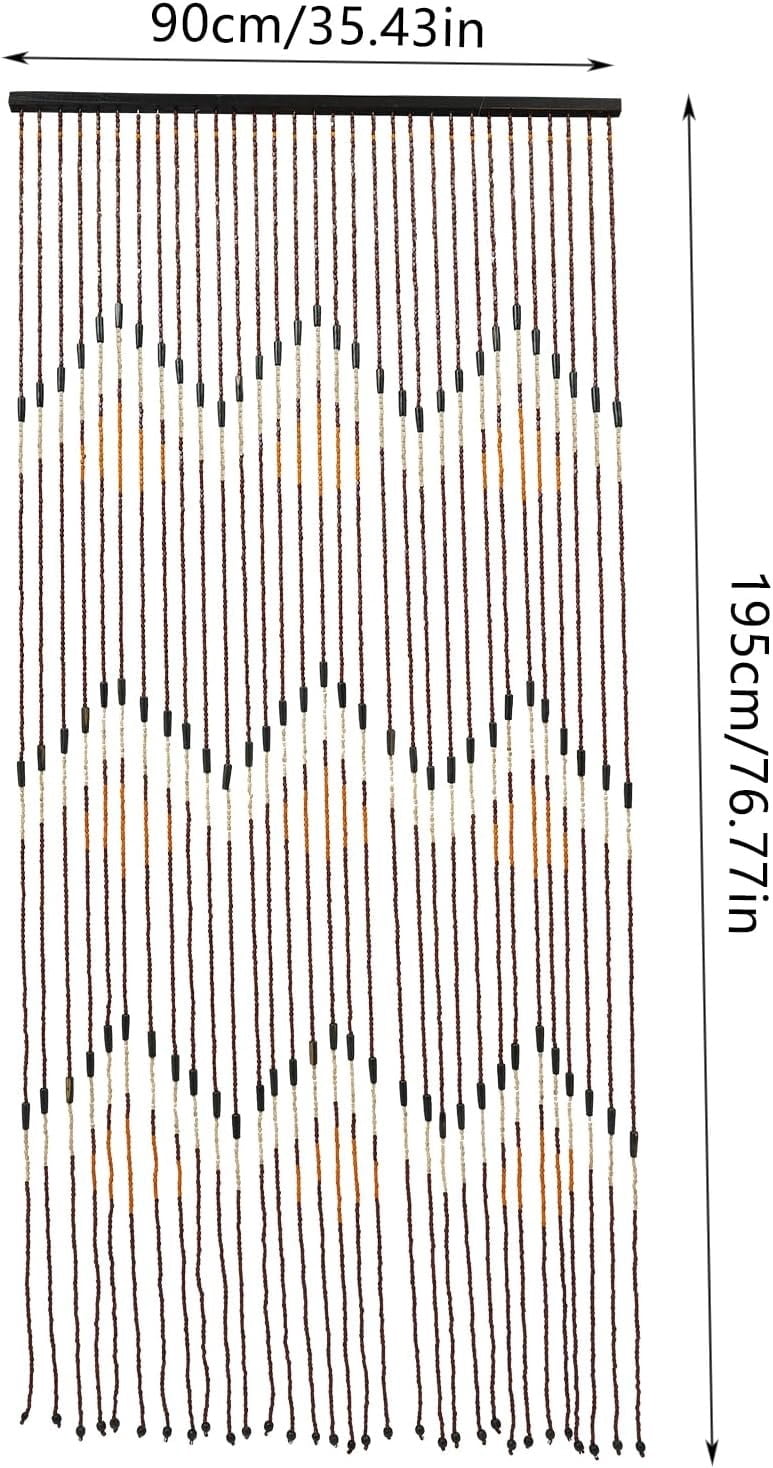 31 Line Wave Dense Fringe Beaded Door Curtains Handmade Wood Beaded Door Beads