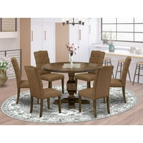 East West Furniture Irving 7 Pieces Wood Dining Set in Distressed Jacobean/Brown