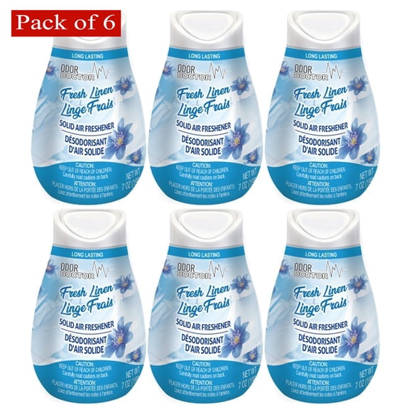 Odor Doctor Solid Air Freshener Cone – Fresh Linen, Long‑Lasting Freshness, 250 g (Pack of 6)