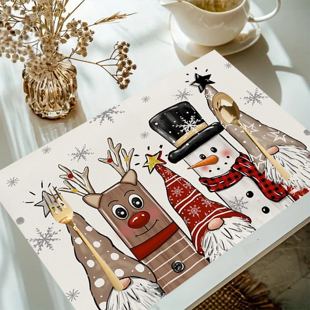 Christmas Tree Placemats for Holiday Table Setting Kitchen Dining Room