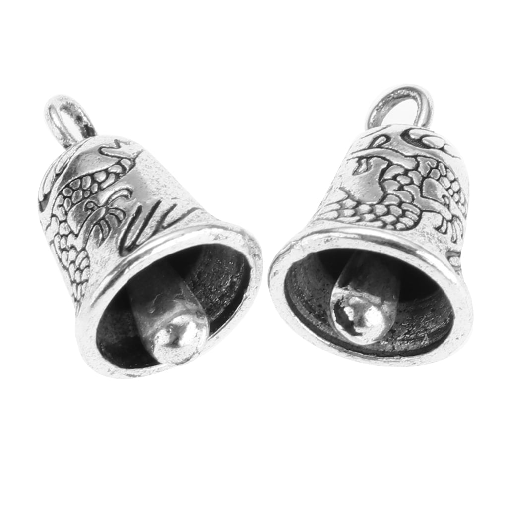 chiwanji 10Pcs Tibetan Silver Christmas Bell Charms Pendants for Jewelry Making Creating and Embellishing