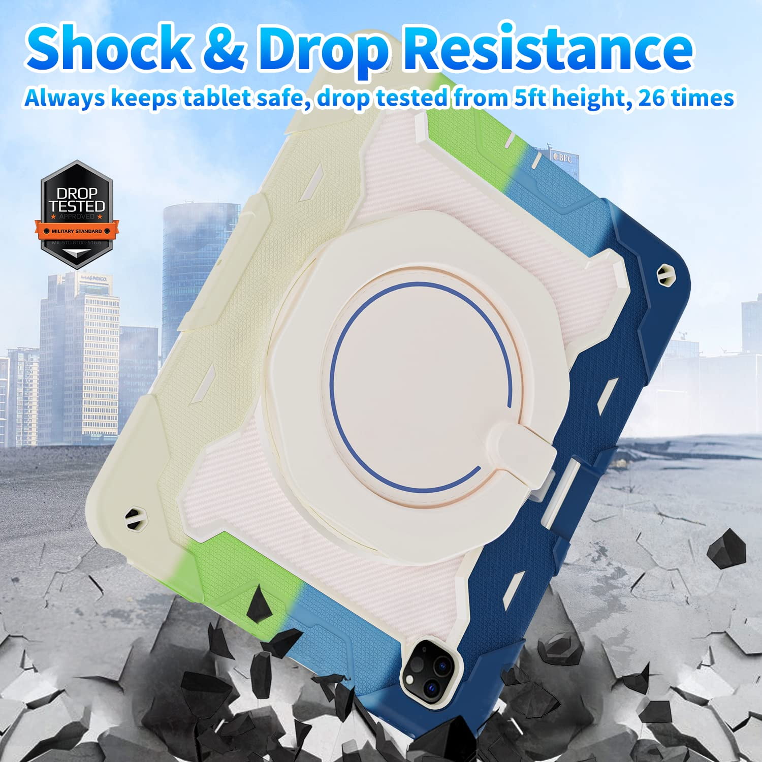 ROISKIN for iPad Pro 12.9 inch Case (6th/5th/4th/3rd generation)with Screen Protector for Kids, 360 Kickstand,Handle, Pencil Holder,Shoulder Strap Heavy Duty Rugged 12.9 iPad Case