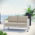 thumbnail image 2 of Modway Causeuse de Patio Extérieure en Tissu et Aluminium, Argent/beige, 2 of 4