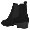 thumbnail image 3 of Soda Women Ankle Boots Elastic Sides Slip On Booties Block Heel Suede TEAPOT-S Black 7.5, 3 of 3