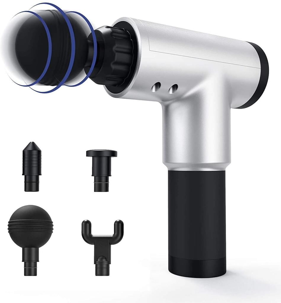 Handheld Electric Massage Gun with 4 Massage Heads and 6 Levels of