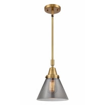 447-1S-BB-G43 Innovations Lighting Cone - 1 Light Stem Hung Mini Pendant In Industrial Style-11.13 Inches Tall and 8 Inches Wide-Brushed Brass