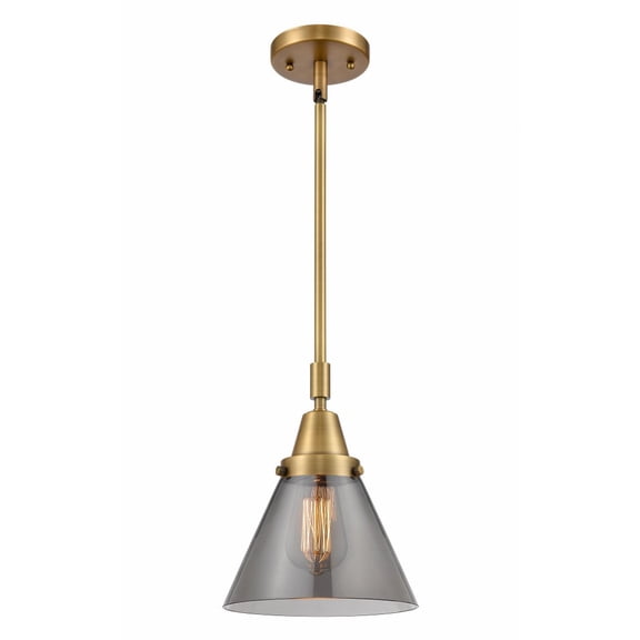 447-1S-BB-G43 Innovations Lighting Cone - 1 Light Stem Hung Mini Pendant In Industrial Style-11.13 Inches Tall and 8 Inches Wide-Brushed Brass