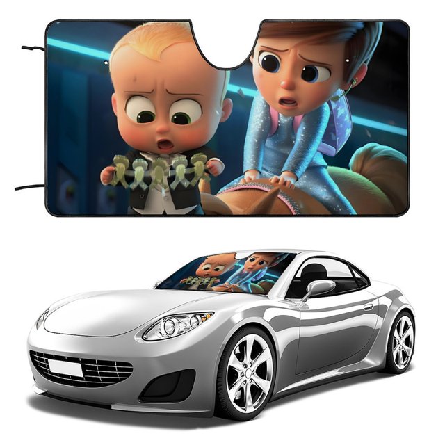 Bebé Jefe Blanco Niño Parasol para Parabrisas Delantero Protector Plegable, Visera Solar para Auto Bloquea Rayos UV Mantiene tu Vehículo Fresco140cm*76cm