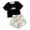 A48 Black, variant on FASHOFT Cute Pajamas for Women Set 2 Piece Short Sleeve Pjs Floral Graphic Top Y2K Summer Sleepwear Lounge Set Black L