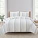 thumbnail image 3 of Market & Place 3 Piece Reversible Quilt Set with Shams | All-Season Soft & Lightweight Bedspread with Modern Striped Pattern | Sofia Collection (Full/Queen, Ivory/Grey), 3 of 4