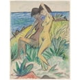 thumbnail image 2 of Otto Mueller 19x24 Gold Ornate Framed and Double Matted Museum Art Print Titled - Two Bathers (C. 1920), 2 of 4