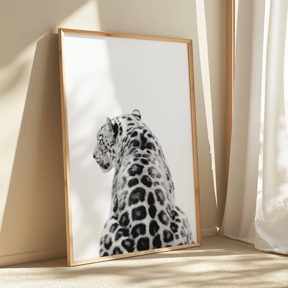 Black And White Leopard Poster Girly Cheetah Wall Art Trendy Apartment Aesthetic For Bedroom Teen Girl Stockholm Room Decor Poster, Unframed Size 8x12