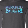 thumbnail image 4 of Inktastic Mermaid Vibes Text in Blues Long Sleeve T-Shirt, 4 of 5