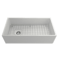 thumbnail image 2 of BOCCHI Contempo Apron Front Fireclay 36 in. Single Bowl Kitchen Sink with Protective Bottom Grid and Strainer in Matte White, 2 of 6