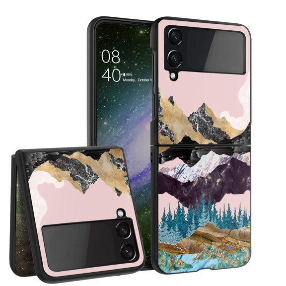 ANJ  Hard Protective Printed Case Cover Compatible with Samsung Galaxy Z Flip 4 - Marble Mountain