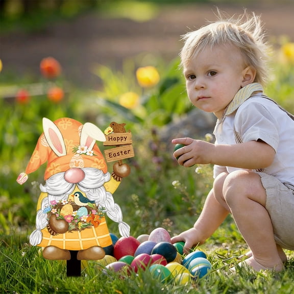 Linnome Easter Egg Themed Garden Stake Decor,Acrylic Yard Ornament for Outdoor Patio and Spring Festival Decoration