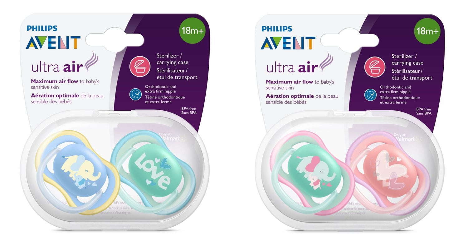 Suce de nuit ultra-aérée Philips Avent, 18 mois et plus, couleurs variées, emb. de 2, SCF349/16