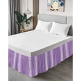 thumbnail image 4 of Farmhouse Purple Bed Skirt Queen Size 18" Drop White Stripe Ruffled Wrap Around Bed Skirts Adjustable Elastic Bedskirt Dust Ruffle for Queen Size Bed, 4 of 7