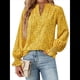 thumbnail image 3 of Blusa de Estilo Bohemio con Cuello en V y Mangas Largas, Estilo Floral, Informal, Holgada, de Verano, con Mangas Abullonadas para Mujer. Amarillo M, 3 of 6