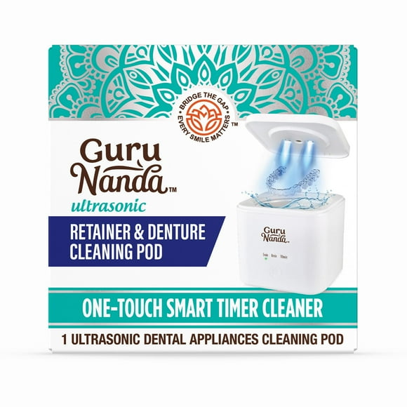 GuruNanda Retainer & Denture Cleaning Pod â?? Ultrasonic 45kHz Cleaner, 3 Modes for Retainers, Dentures, Aligners, Brushes & Teeth Cushions