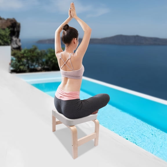 440LBs Capacity Yoga Headstand Bench Solid Wood & PU for Beginners