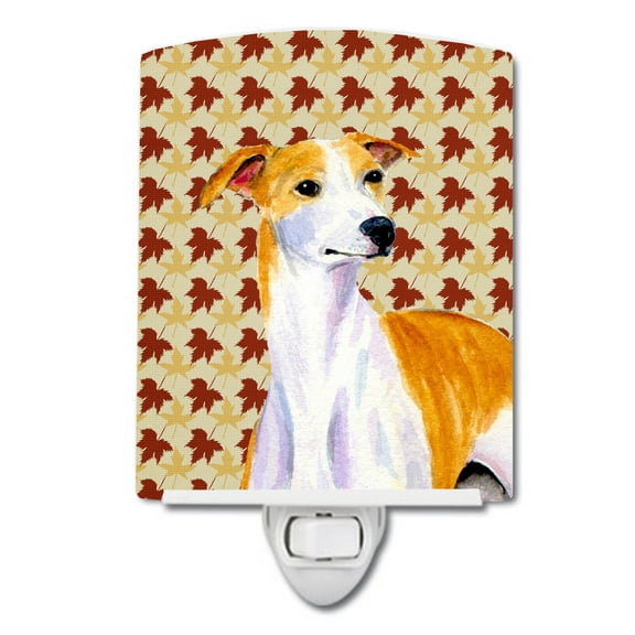 Caroline's Treasures LH9103CNL Whippet Fall Leaves Portrait Ceramic Night Light, 6x4x3", multicolor