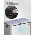 thumbnail image 4 of Dual Compartment Kitchen Trash Can, 2 x 10.5 Gallon Stainless Steel Garbage & Recycling Bin Combo for Kitchen, Soft Close Lids, Odor Proof, Hands Free, 4 of 9
