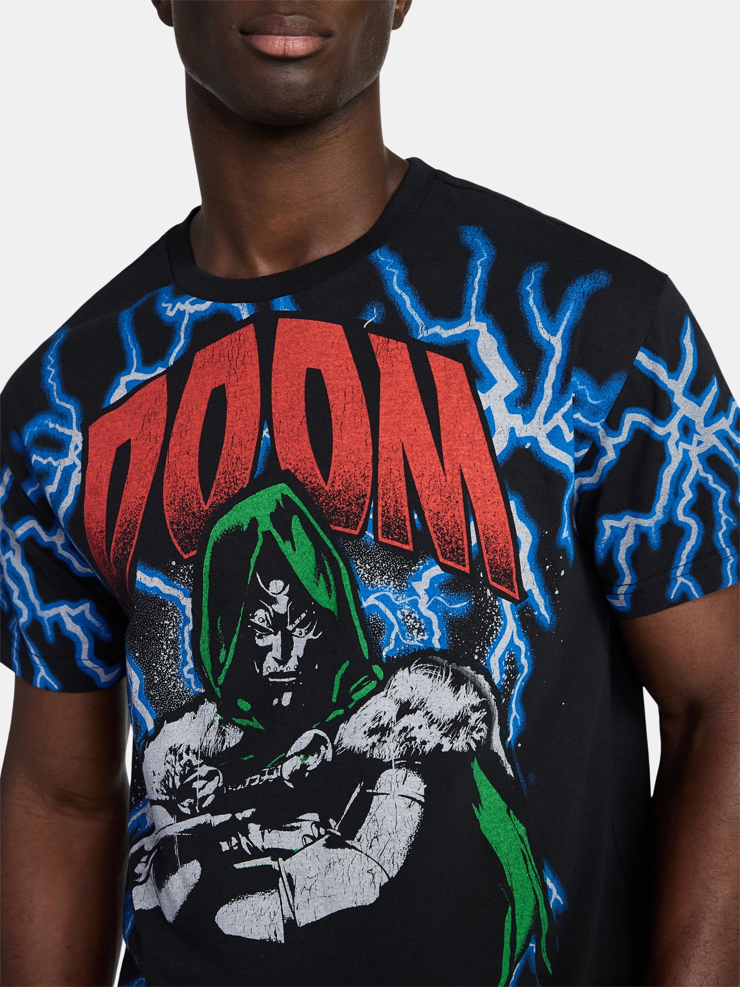 Marvel Dr. Doom Men's and Big Men's Front Back Graphic Oversized Tee with Short Sleeves, Sizes XS-3XL