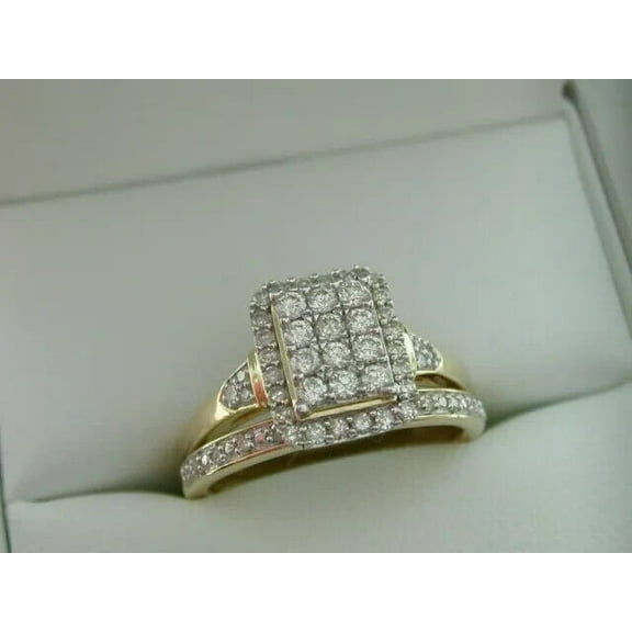 2Ct Round Cut Simulated Diamond Women's Wedding Bridal Ring Set 14K Yellow Gold Plated 925 Silver For Her