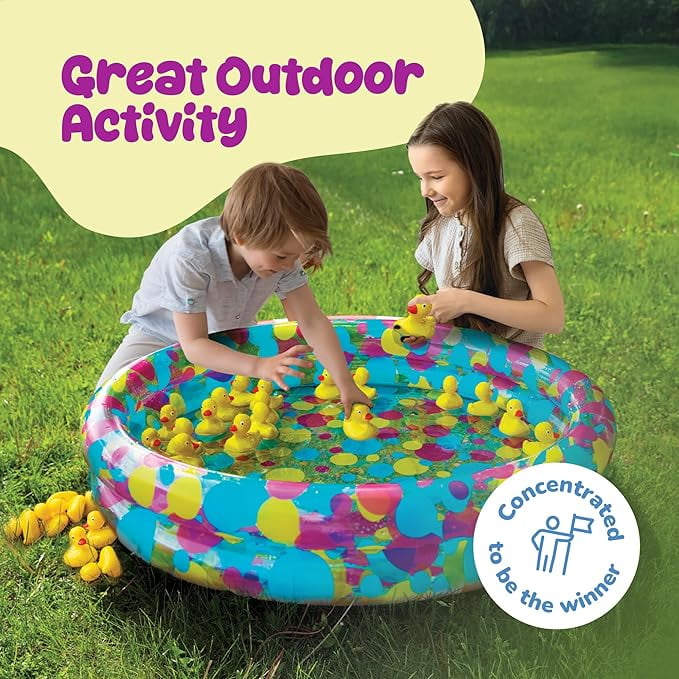 ArtCreativity 20 Rubber Duck Matching Game with 3" Pool for Kids  Ages 3+ - Duck Pond Carnival Game, Yellow