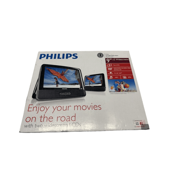 Restored Like New Philips PD9012/37 Dual 9" Widescreen Portable DVD Player w/ Original Accessories (Refurbished)
