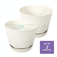 thumbnail image 1 of Set 2 Macetas 35cm Moderna Minimalista Interior Exterior blanco Elly Decor ED-MCA02-35CM, 1 of 7