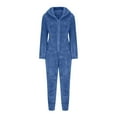 thumbnail image 6 of Penkiiy Women's One Piece Fleece Sleepwear Cute Ears Hooded Christmas Pajamas Jumpsuit Butt Button Back Flap Rompers L Light Blue, 6 of 6