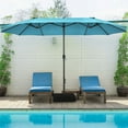 thumbnail image 1 of Gymax Parasol de Patio Double Face de 15 Pi, Parasol de Marché Jumeau avec Base Améliorée, Turquoise, 1 of 7