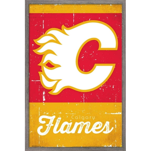NHL Calgary Flames - Retro Logo 13 Wall Poster, 22.375" x 34", Framed