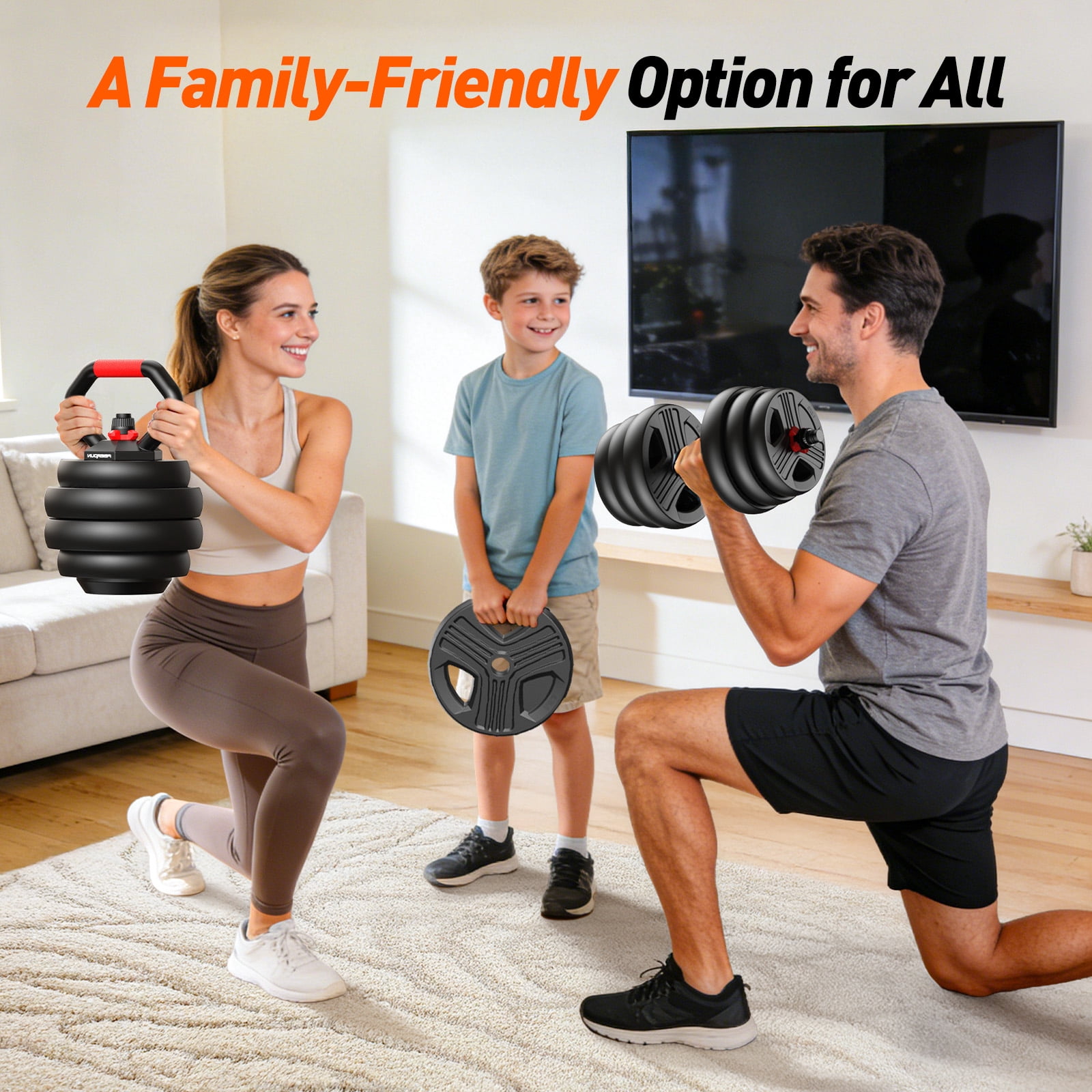 FED Fitness  Adjustable Dumbbells, 55lbs Free Weight Set with Connector, 5 in1 Dumbbells Set as Barbell, Kettlebells, Push up Stand, Fitness Exercises for Home Gym Suitable Men/Women