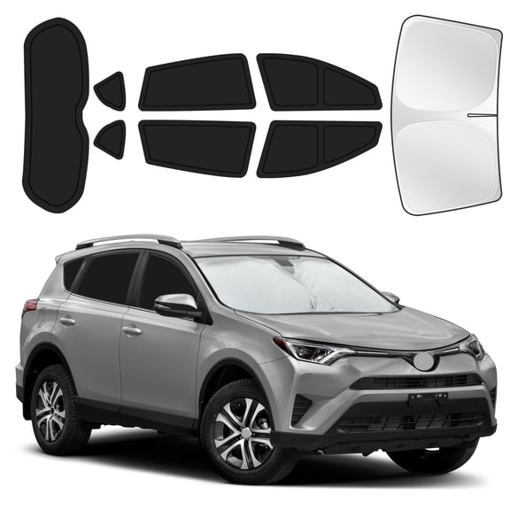 8PCS Full Car Window Sunshade Set for Toyota RAV4 2013-2018, Custom-Fit Privacy Shades for Front, Side & Rear Windows, Heat-Blocking Window Covers for Camping, Travel & Daily Use
