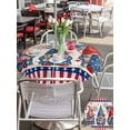 thumbnail image 5 of Outdoor Tablecloth with Umbrella Hole for Patio/Picnic/Party/Camping, 4th of July Waterproof Table Cloth Round Cover Washable, USA Flag Gnomes Independence Day Rustic (Dia 60"), 5 of 9