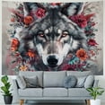 thumbnail image 4 of Orinice Wolf Flowers Fantasy Art Tapestry Wall Hanging Unique Style Graphic Tapestries Home Wall Decor for Living Room Bedroom Apartment Farmhouse Dorm Bedroom Living Room Dorm 40x30inch, 4 of 6